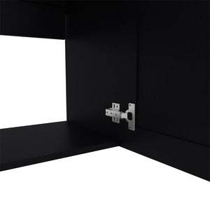 English Elm Utica Wall Cabinet with Mirrored Front and Clear Shelves for Modern Kitchens — Durable Engineered Wood Storage Black B092P309180