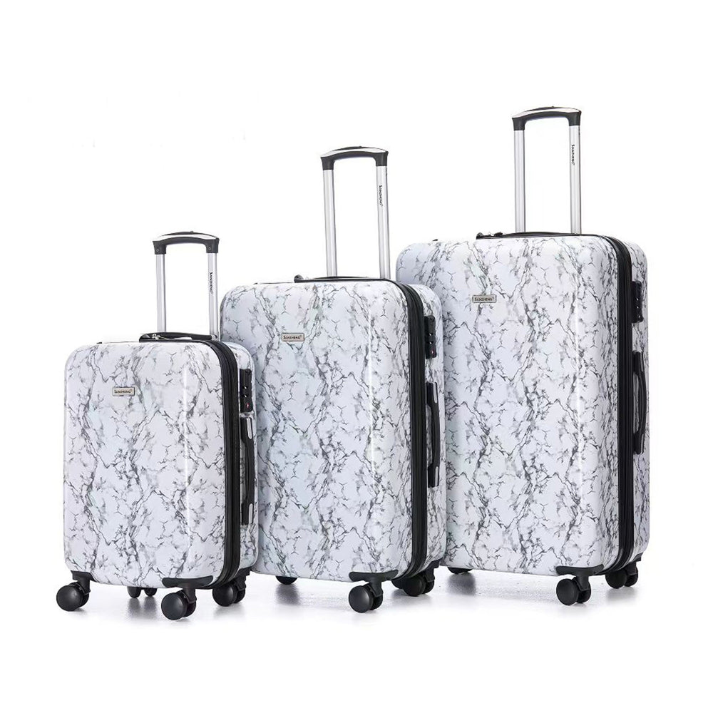 English Elm 3-piece Polycarbonate Hardshell Luggage Set with Swivel Wheels and Combo Lock White+Gray T3292P316954
