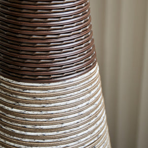 English Elm 39-Inch Tall Standing Designer Floor Vase with Brushed Gold Accents, Durable PVC Rattan Texture, Elegant Home Accent Black+ Gray W2796P193948