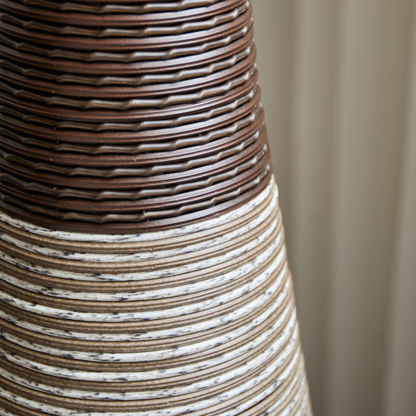 English Elm 39-Inch Tall Standing Designer Floor Vase with Brushed Gold Accents, Durable PVC Rattan Texture, Elegant Home Accent Black+ Gray W2796P193948