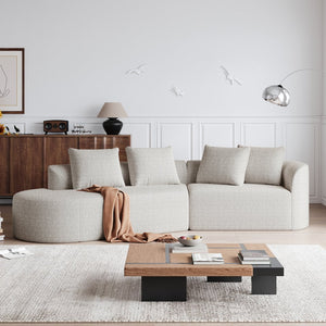 English Elm Modern Oversized Sectional Sofa - 112-Inch Curved Cloud Couch With 4 Pillows For Ultimate Comfort W834P323314