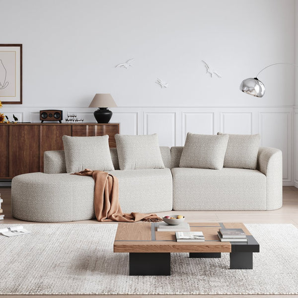 English Elm Modern Oversized Sectional Sofa - 112-Inch Curved Cloud Couch With 4 Pillows For Ultimate Comfort W834P323314