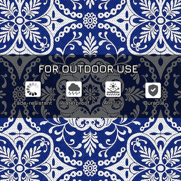 English Elm Portable Reversible Polypropylene Outdoor Rug Waterproof Floral Mat for Patio Camping T3971P421417