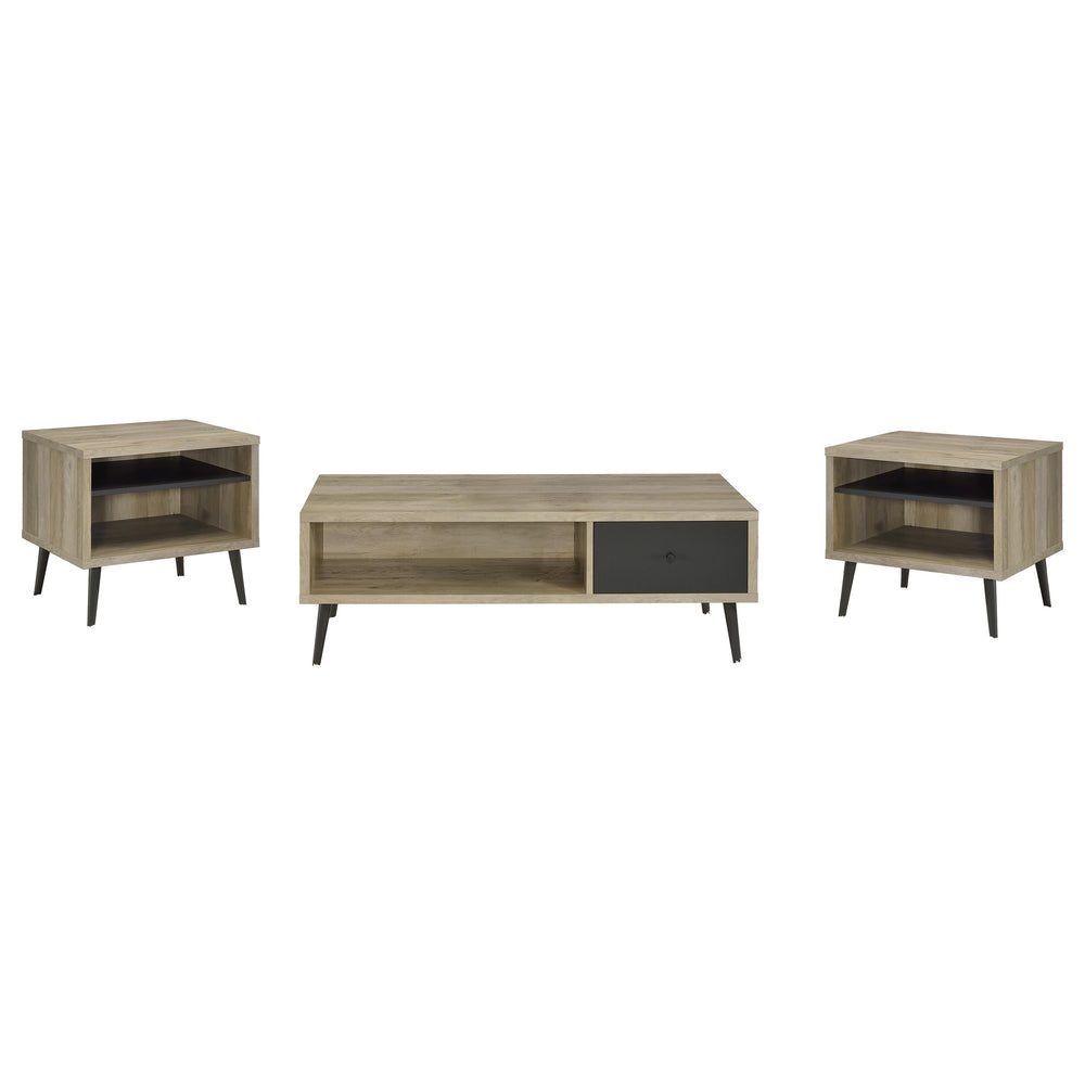 English Elm Fletcher Gloss White Lacquer Coffee and End Table Set for Modern Living Rooms B062S01689