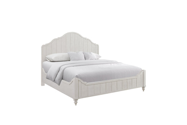 English Elm Queen Panel Bed with Elegant Transitional Design, Solid Wood & MDF Construction, Timeless Centerpiece Appeal White 68.25 L x 50.75 W x 5 H B2699S00099