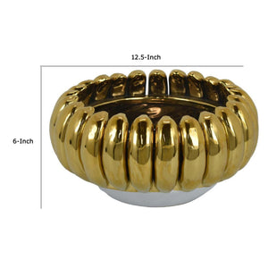 English Elm Milly Gold Ceramic Centerpiece Bowl with Sculptural Petal Rim for Glam Interiors B056P417014