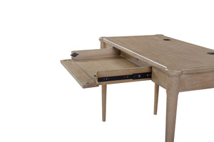 English Elm Writing Desk Crafted with Mindy Veneers for Durability, Flip-Down Drawer, Cable Management, Tapered Legs Sand 52 L x 31 W x 8 H B2699P373698