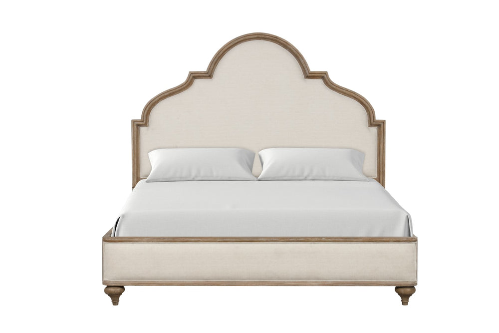 English Elm Gorgeous Transitional Queen Bed with Solid Wood Frame, Upholstered Headboard, Unique Legs, Elegant Statement Oak,Rustic 85 L x 13 W x 7 H B2741S00416