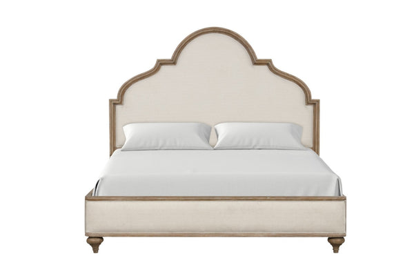 English Elm Rustic Oak 3-Piece Eastern King Bed Set With Upholstered Headboard & Nightstands - Timeless Elegance B2741S00418-GIGA