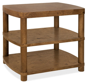 Hooker Furniture Melange Mulholland Oak Round Side Table with Triple Shelf Storage for Living Rooms 28.00L x 22.00W x 24.00H 628-80611-82