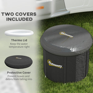 English Elm Outsunny 79G Portable Ice Bath Tub with Thermo & Inflatable Covers, Carry Bag, Fast Drain Valve W2225P200853