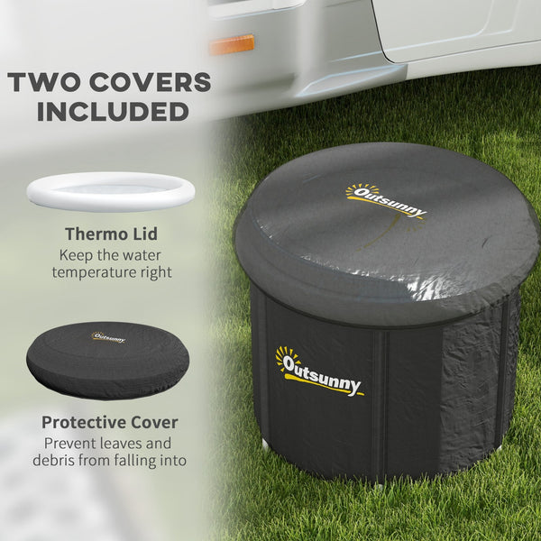 English Elm Outsunny 79G Portable Ice Bath Tub with Thermo & Inflatable Covers, Carry Bag, Fast Drain Valve W2225P200853
