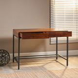 Christopher Knight Home® - Noble House - Ebany Industrial Dark Oak Acacia Wood Storage Desk with Rustic Metal Iron Accents