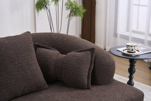 English Elm (old Sku W2231p392100) Chenille Sleeper Sofa Foldable Convertible Loveseat with Four Pillows Brown W2231P466739