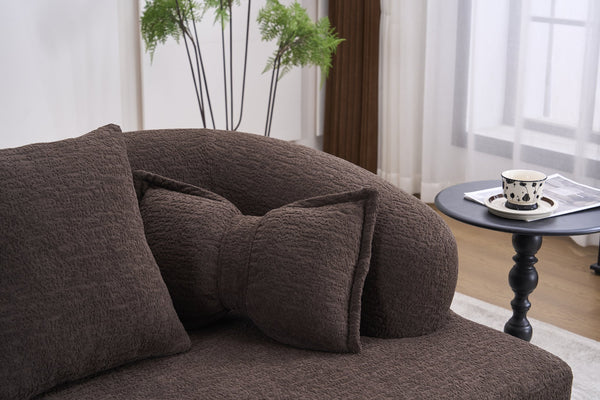 English Elm (old Sku W2231p392100) Chenille Sleeper Sofa Foldable Convertible Loveseat with Four Pillows Brown W2231P466739