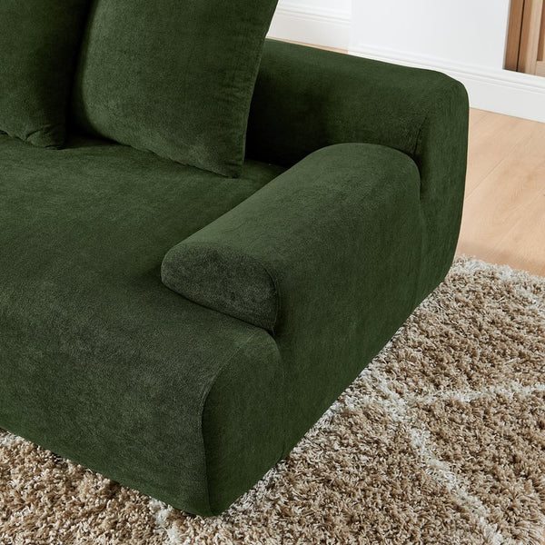English Elm 110.25x67'' Compression Sofa Modern Upholstered L-Shape Sectional Couch 4-Seat Melange Velvet Comfort Green W1413S00085