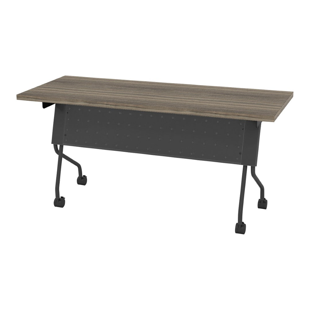 OSP Home Furnishings 5' Folding Training Table with Walnut Laminate Top for Offices and Conference Rooms White 84225WU