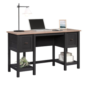English Elm Desk, Modern Farmhouse Black Finish With Durable Engineered Wood, Storage Drawers & Easy Assembly B356P402712