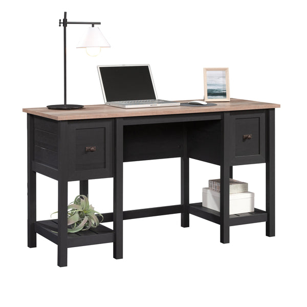 English Elm Desk, Modern Farmhouse Black Finish With Durable Engineered Wood, Storage Drawers & Easy Assembly B356P402712