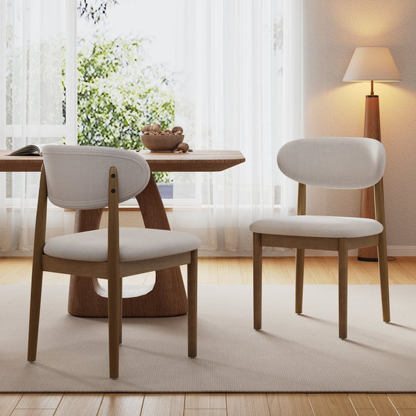 English Elm Christopher Knight Home® - Modern Walnut Side Chair Set Of 2: Beige Upholstery, Solid Wood Frame & Foam Cushion For Comfort N768P331579W