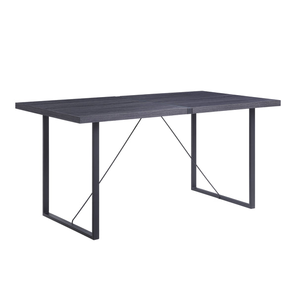 English Elm Grey Grey Oak and Black Rectangular Dining Table with Metal Inset, Sled Base, Sturdy Crossbars, Modern Elegance B062P186433
