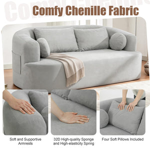 English Elm Loveseat Chenille Upholstered Sofa Compact Foam Seating for Small Apartments and Dens Gray W5385P454890
