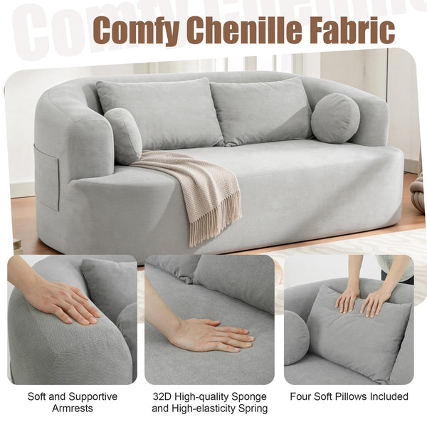 English Elm Loveseat Chenille Upholstered Sofa Compact Foam Seating for Small Apartments and Dens Gray W5385P454890
