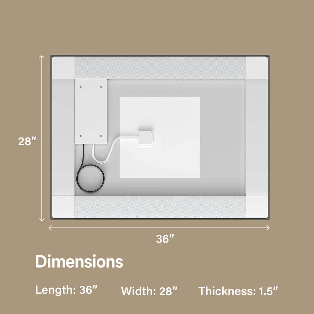 English Elm 28x36" Black Tempered Mirror with Dual Front & Rear LED, 3-Color Temps, UL Listed, Kit Included T3177P320575