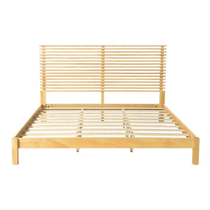 English Elm Premium Solid Wood King Platform Bed Warm Toned Slat Headboard Modern Bedroom Frame Natural N770PK367005N