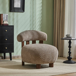 English Elm Christopher Knight Home® - Modern Boucle Accent Chair with Plush Rounded Silhouette, Solid Wood Frame, Cozy Reading Seat Light Brown,Walnut 29 L x 28.5 W x 21.85 H N776P278240B