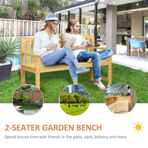 English Elm Outsunny 56" Outdoor Wooden Bench – Comfortable 2-Seater With Backrest & Armrests For Relaxation W2225P217578-GIGA