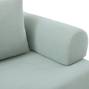 English Elm UNITED modular foldable sofa with metal frame, corduroy upholstery, side pocket & quick assembly convenience Mint Blue W1568P375643