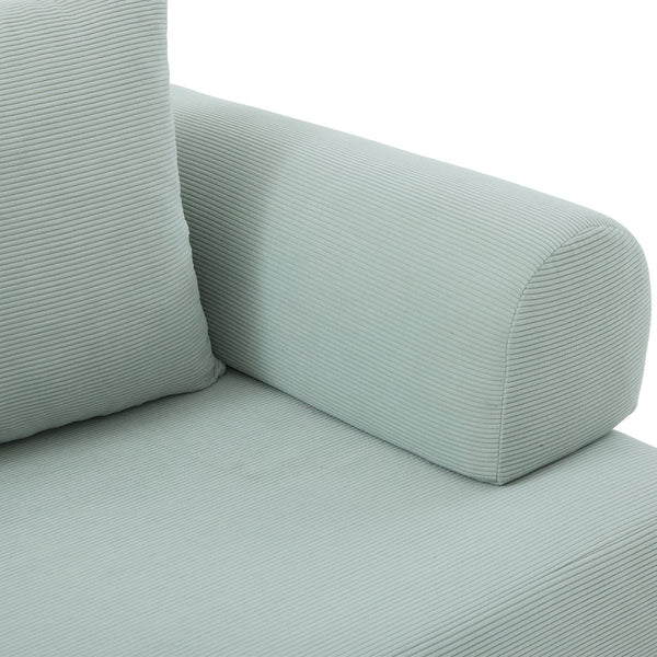 English Elm UNITED modular foldable sofa with metal frame, corduroy upholstery, side pocket & quick assembly convenience Mint Blue W1568P375643