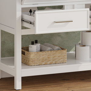 English Elm Christopher Knight Home® - 36" Modern Bathroom Vanity with Ceramic Sink, Tip-Out Tray, Soft-Close Drawers, Open Shelf, Waterproof Surface White N817P288908W