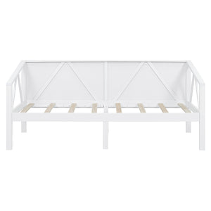 English Elm Twin Daybed Frame Solid Pine Sofa Bed for Guest Room Studio or Teen Bedroom White N708P266719K