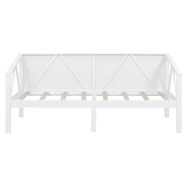 English Elm Twin Daybed Frame Solid Pine Sofa Bed for Guest Room Studio or Teen Bedroom White N708P266719K
