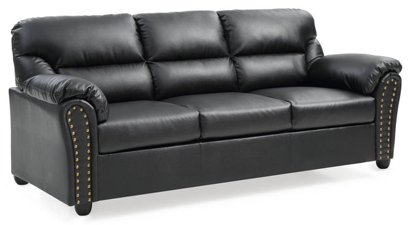 English Elm Olney G263-S Sofa Black Faux Leather Nailhead Accent, Kiln-Dried Frame, Easy Assembly, Compact Delivery B078108148