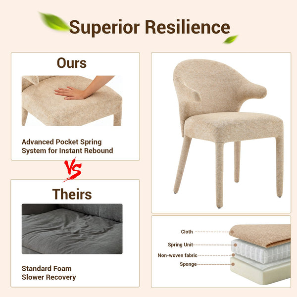 English Elm Modern Chenille Linen Accent Chair Sculptural Hollow Back Swivel Seat for Dining Vanity Khaki W3493P456190