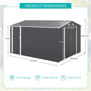 English Elm Campcraft Metal Storage Shed 10x14 Ft with Lockable Doors Vented Sloped Roof Backyard W1598S00035
