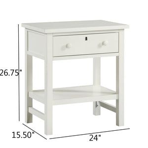 English Elm Finley Rustic 1-Drawer Nightstand with Open Shelf, Distressed Wood Finish, Dovetail Drawer Craftsmanship Antique White B050P376951