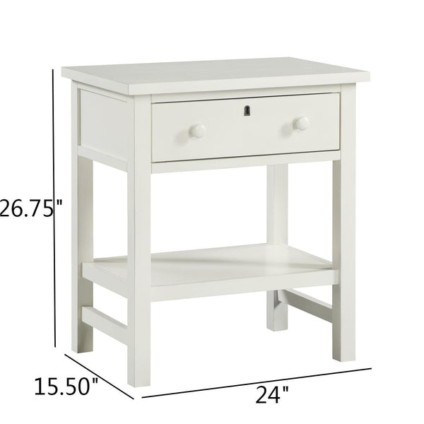 English Elm Finley Rustic 1-Drawer Nightstand with Open Shelf, Distressed Wood Finish, Dovetail Drawer Craftsmanship Antique White B050P376951