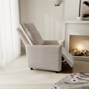 English Elm Chenille Upholstered Push Back Recliner with Metal Frame and Overstuffed Foam Lounger Beige W3568P431428