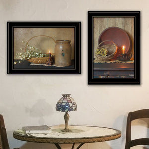 English Elm "candle Light and Flowers" Susie Boyer 2-piece Floral Still Life Framed Wall Art B06788306