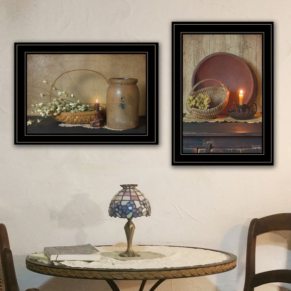 English Elm "candle Light and Flowers" Susie Boyer 2-piece Floral Still Life Framed Wall Art B06788306