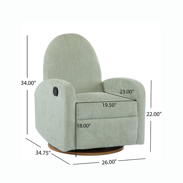 English Elm 360 Swivel Glider Recliner with Solid Wood Base Contemporary Upholstered Lounge Chair Light Green N771P363407L