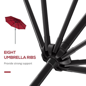 English Elm Outsunny 9Ft Stylish Outdoor Market Umbrella With Crank & Tilt, Elegant Wine Red, Perfect For Patios W2225P200446-GIGA