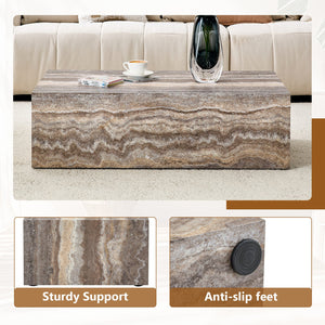 English Elm 39.3 Inch Stone Pattern Mdf Coffee Table Waterproof Modern Minimalist Living Room W1151P423228
