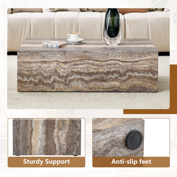 English Elm 39.3 Inch Stone Pattern Mdf Coffee Table Waterproof Modern Minimalist Living Room W1151P423228