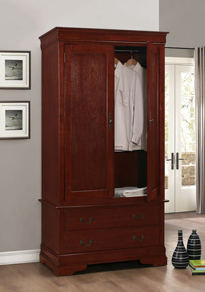 English Elm Elegant Cherry Wood Armoire with Spacious 78"H x 40"W x 24"D Storage, Durable Cherry Finish, Classic Design B078S00025