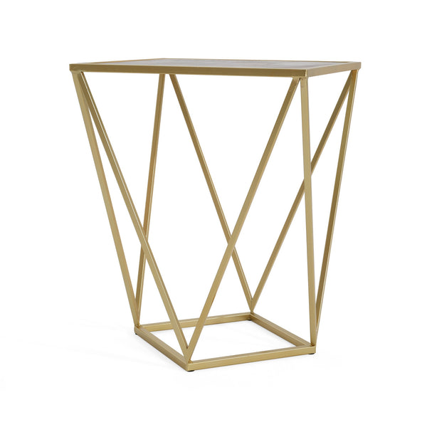 English Elm Creative Tempered Glass Top Side Table Gold Iron Frame Modern Glam Accent Piece N770P234478G